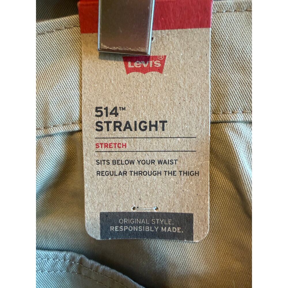 Levi's 514 Straight Fit Pants Jeans Stretch Khaki Beige Tan Men's W34 x L30 - Picture 4 of 10